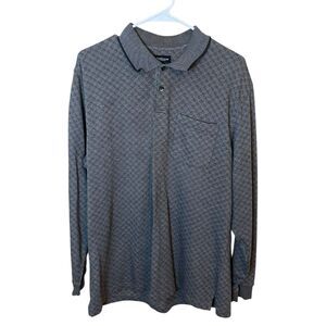 Van Heusen Mens Large Gray Long Sleeve Pullover Polo Shirt